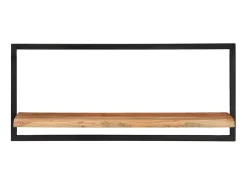 Hot Prateleiras de parede 2 pcs 80x25x35 cm acácia maciça e aço PT432760 Castanho