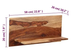 vidaxl Prateleiras de parede 2 pcs 58x26x20cm madeira acácia maciça^ Prateleira