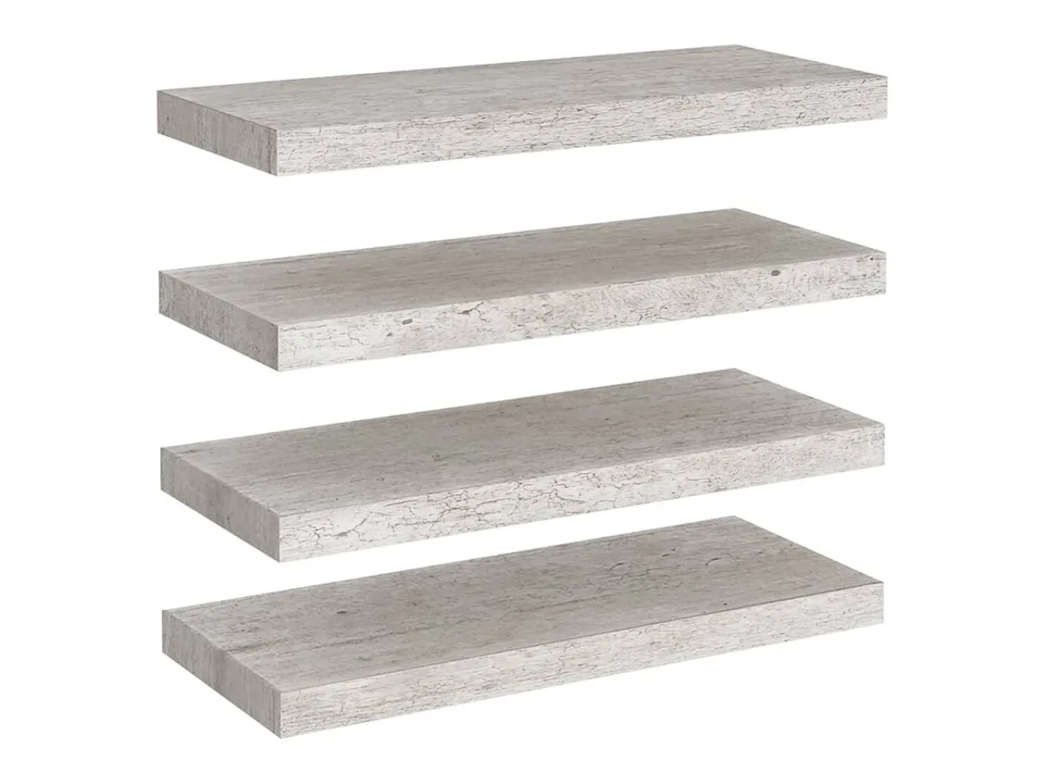 Outlet Prateleiras de parede 4 pcs 60x23,5x3,8cm MDF -cimento PT790233 Cinzento
