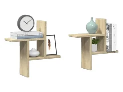 vidaxl Prateleiras de parede 2 pcs derivados madeira carvalho sonoma Castanho
