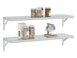 Discount Prateleiras de parede 2 pcs 100x30x3 cm aço inoxidável PT777362 Prateado