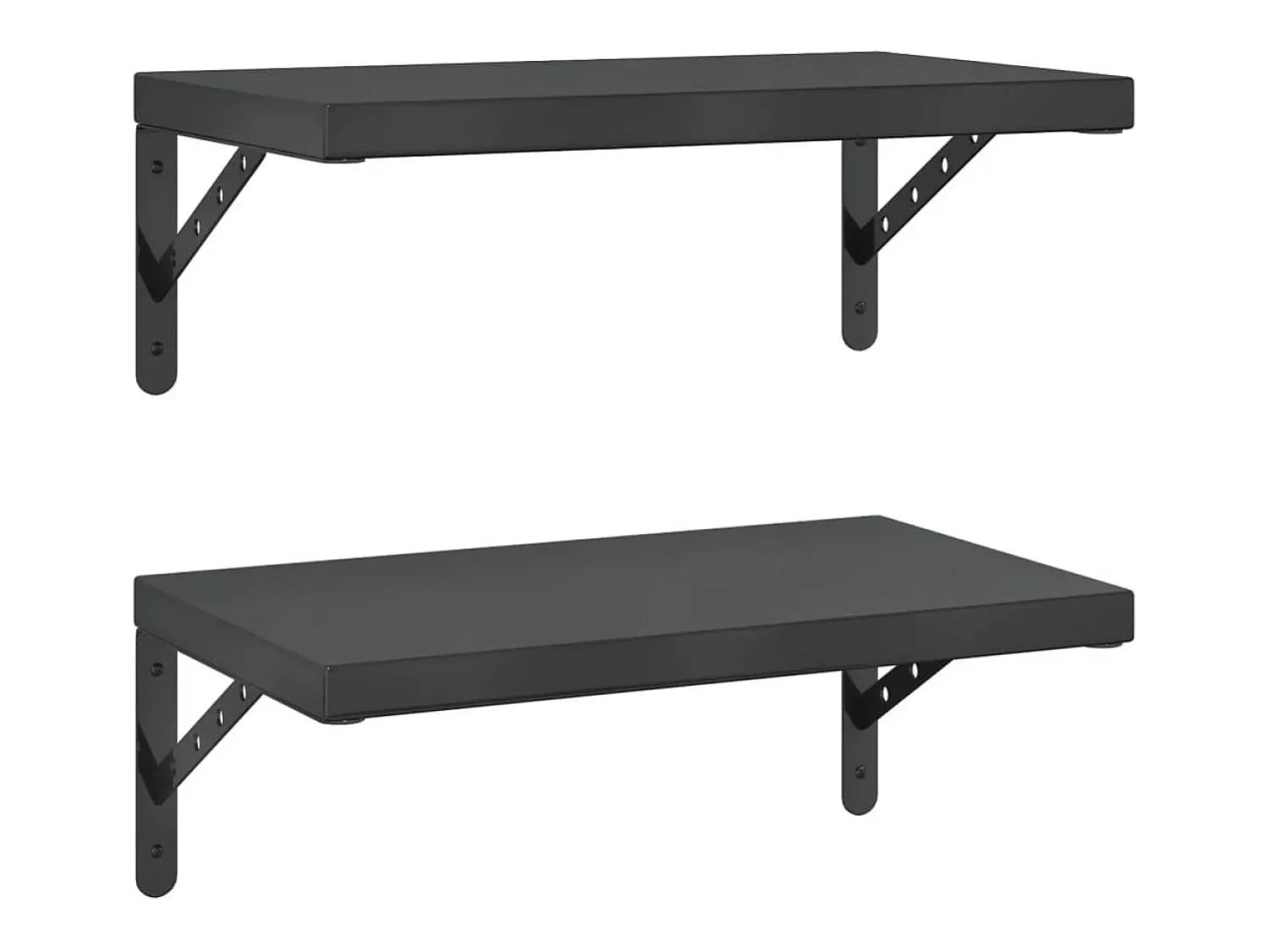 Prateleira* Prateleiras de parede 2 pcs 50x30 cm aço inoxidável prateado PT458361 Preto