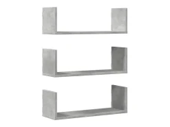 Hot vidaxl Prateleiras de parede 3 pcs derivados de madeira cinza cimento Cinzento