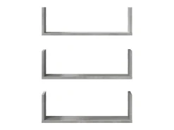 Hot vidaxl Prateleiras de parede 3 pcs derivados de madeira cinza cimento Cinzento