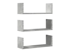 Hot vidaxl Prateleiras de parede 3 pcs derivados de madeira cinza cimento Cinzento