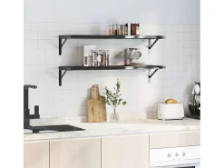 Prateleira| Prateleiras de parede 2 pcs 100x30 cm aço inoxidável prateado PT570477 Preto