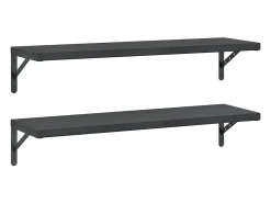 Prateleira| Prateleiras de parede 2 pcs 100x30 cm aço inoxidável prateado PT570477 Preto