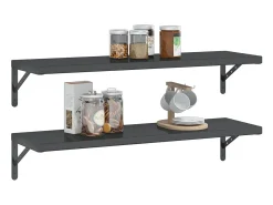 Prateleira| Prateleiras de parede 2 pcs 100x30 cm aço inoxidável prateado PT570477 Preto