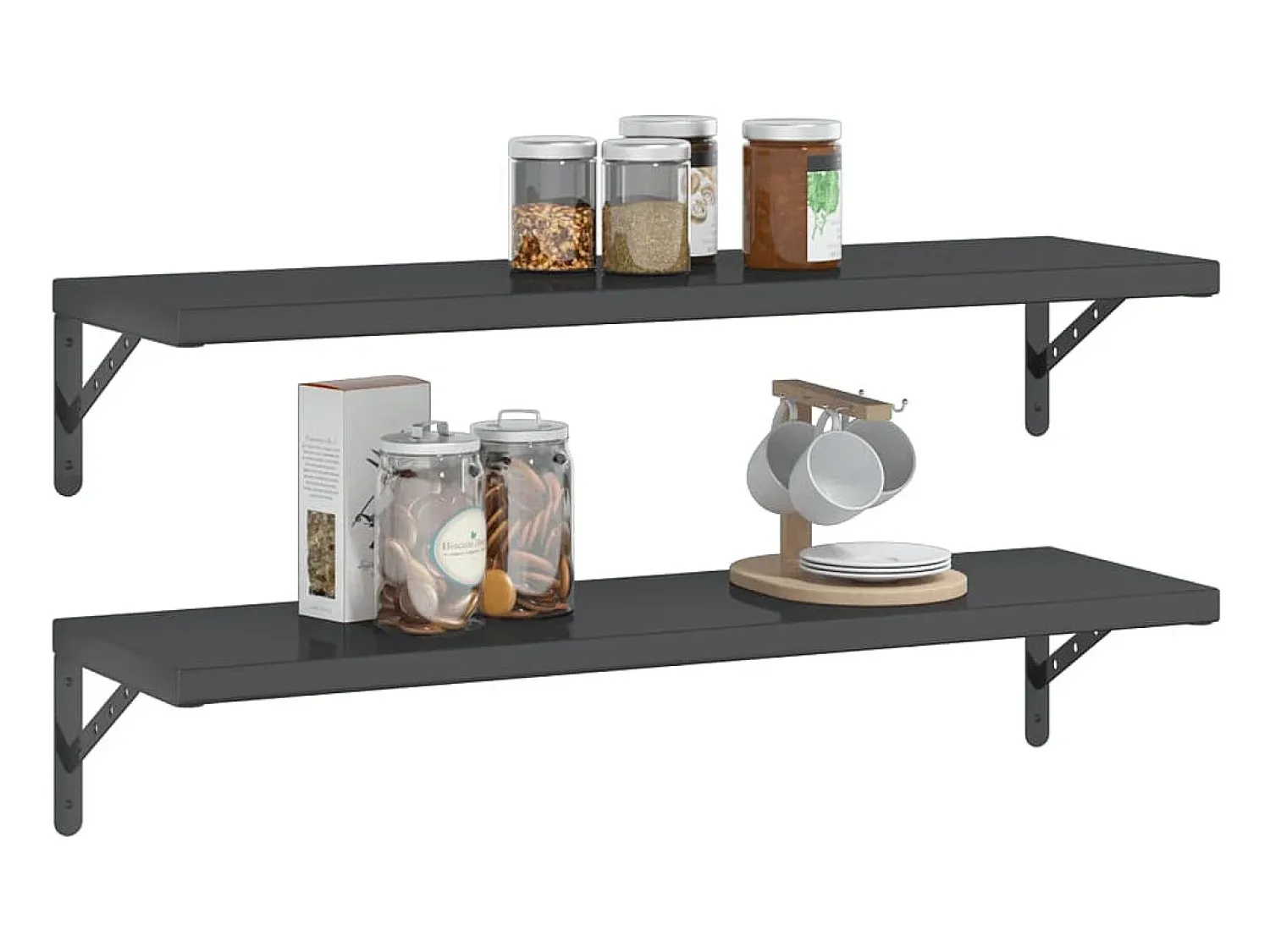 Prateleira| Prateleiras de parede 2 pcs 100x30 cm aço inoxidável prateado PT570477 Preto