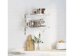 Prateleiras de parede 2 pcs 50x30x3 cm aço inoxidável PT739501^ Prateleira