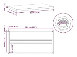 vidaxl Prateleiras de parede 2 pcs 75x40x3 cm aço inoxidável prateado^ Prateleira