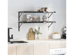 Discount Prateleiras de parede 2 pcs 100x40 cm aço inoxidável prateado PT280531 Preto