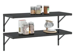 Discount Prateleiras de parede 2 pcs 100x40 cm aço inoxidável prateado PT280531 Preto