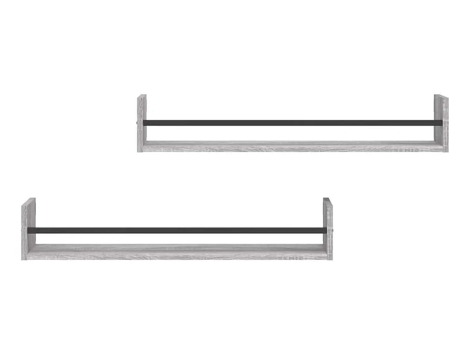 Prateleiras de parede c/ barras 2 pcs 80x16x14 cm cinza sonoma PT199322^ Prateleira