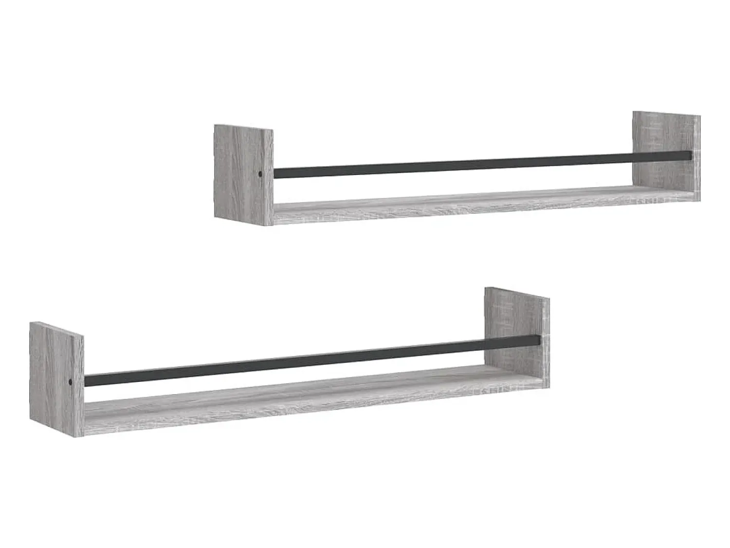 Prateleiras de parede c/ barras 2 pcs 80x16x14 cm cinza sonoma PT199322^ Prateleira