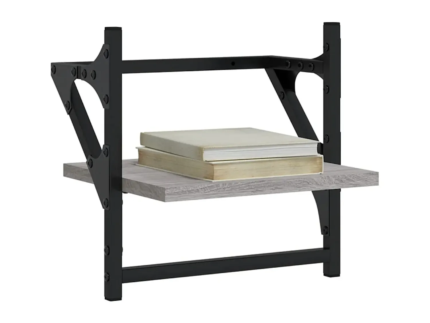 Prateleira* Prateleiras de parede c/ barras 2 pcs 30x25x30 cm cinza sonoma PT388098 Cinzento