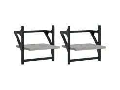 Prateleira* Prateleiras de parede c/ barras 2 pcs 30x25x30 cm cinza sonoma PT388098 Cinzento