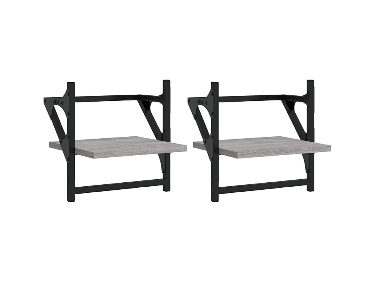 Prateleira* Prateleiras de parede c/ barras 2 pcs 30x25x30 cm cinza sonoma PT388098 Cinzento