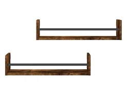 Prateleira| Prateleiras de parede c/ barras 2pcs 60x16x14cm carvalho fumado PT158122 Castanho
