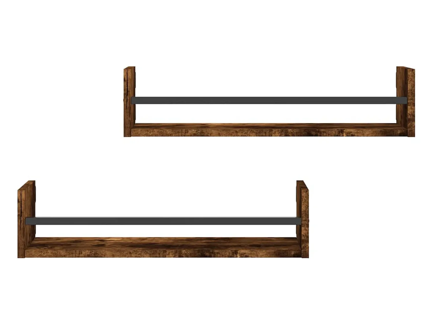 Prateleira| Prateleiras de parede c/ barras 2pcs 60x16x14cm carvalho fumado PT158122 Castanho