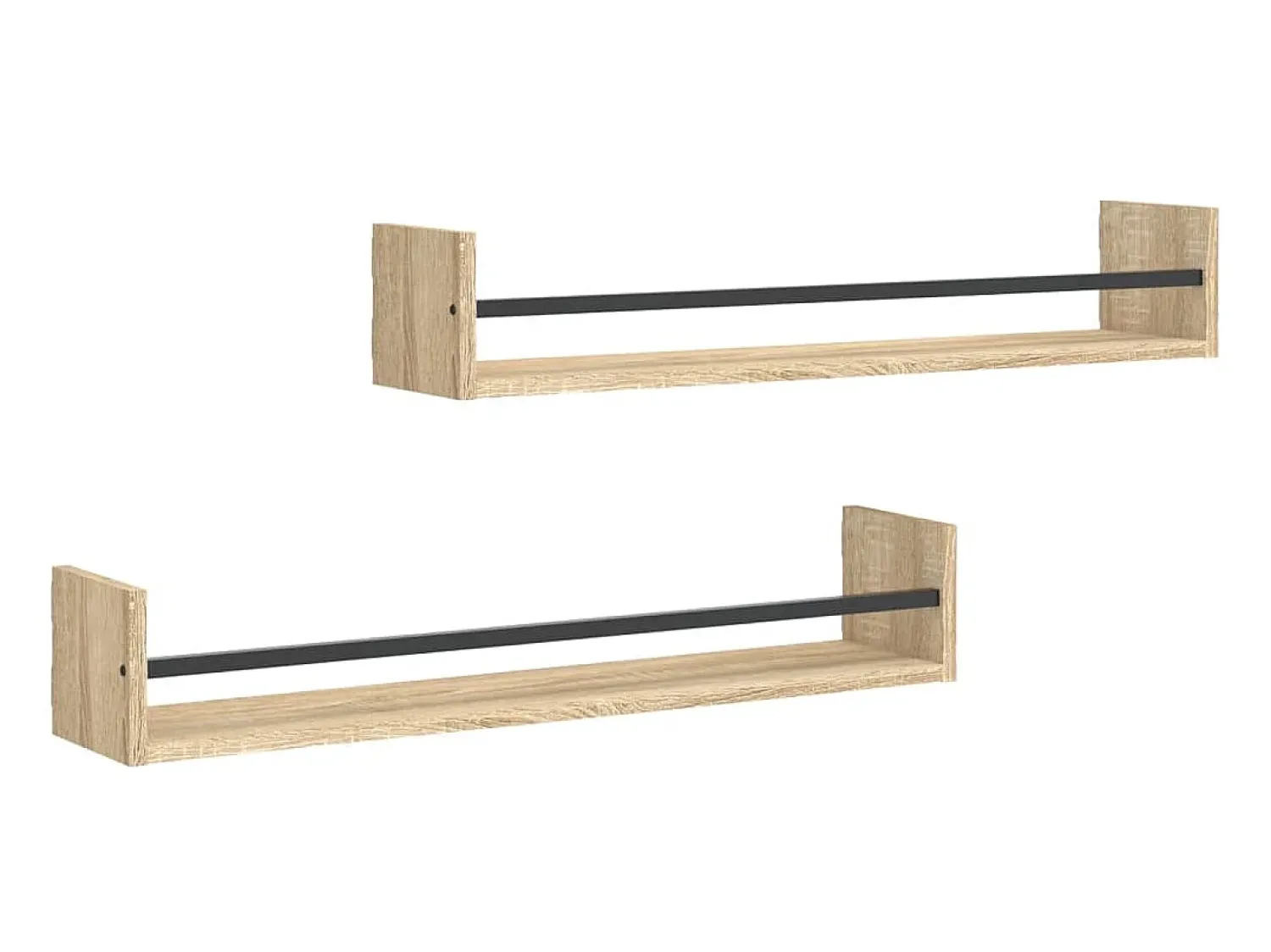Prateleira* Prateleiras de parede c/ barras 2pcs 80x16x14cm carvalho sonoma PT297349 Castanho