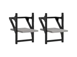 Prateleiras de parede c/ barras 2 pcs 20x25x30 cm cinza sonoma PT127062^ Prateleira