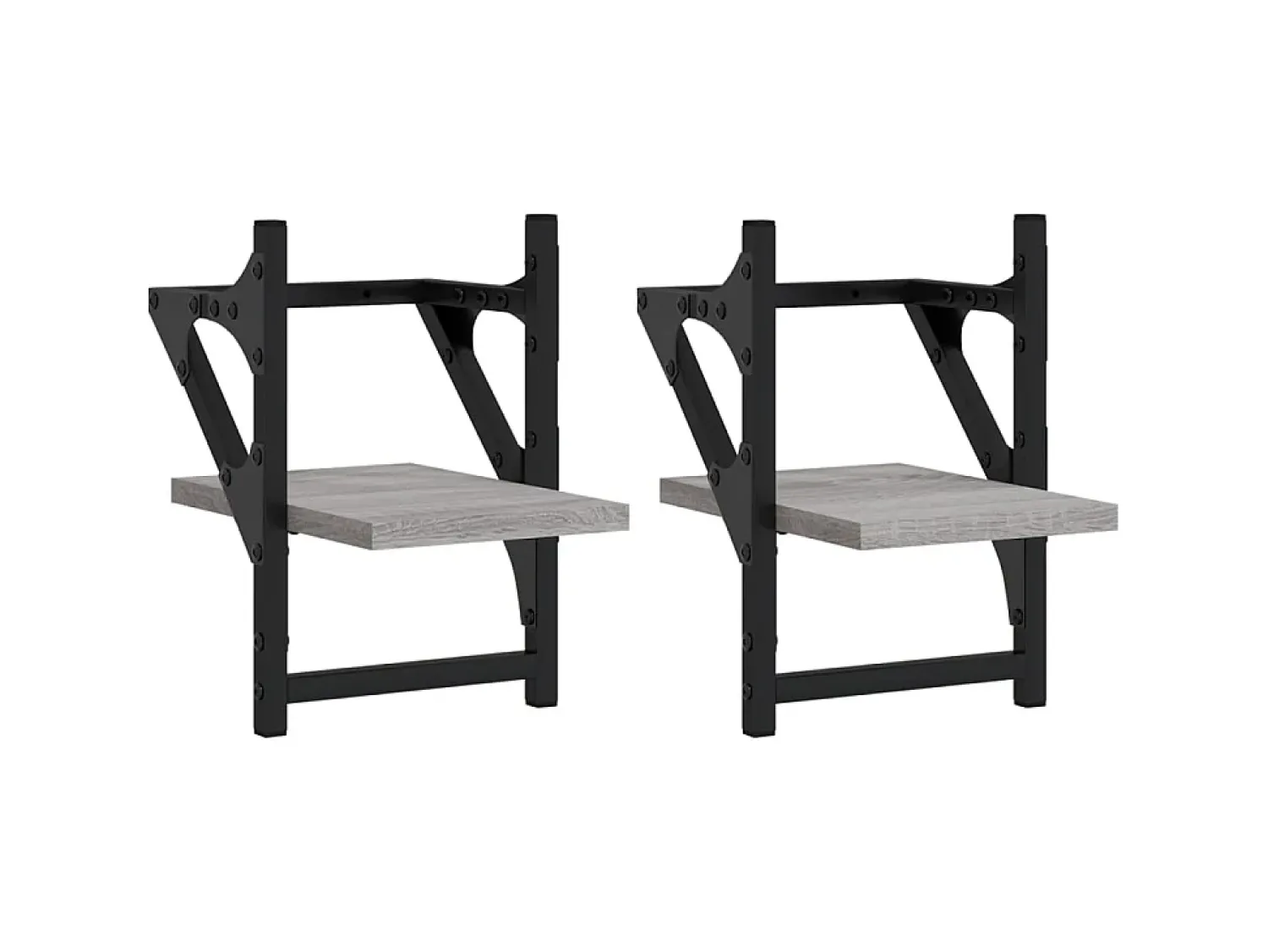 Prateleiras de parede c/ barras 2 pcs 20x25x30 cm cinza sonoma PT127062^ Prateleira