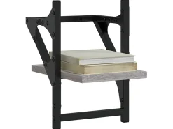 Prateleiras de parede c/ barras 2 pcs 20x25x30 cm cinza sonoma PT127062^ Prateleira