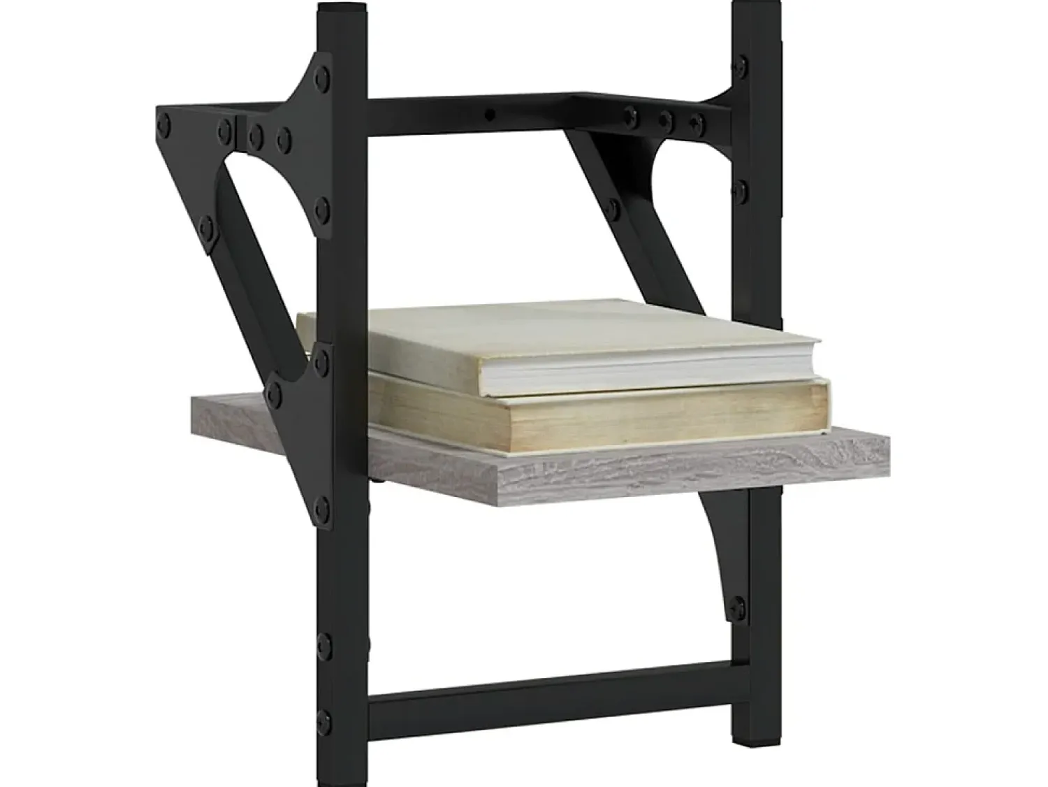 Prateleiras de parede c/ barras 2 pcs 20x25x30 cm cinza sonoma PT127062^ Prateleira