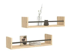 Prateleira| Prateleiras de parede c/ barras 2pcs 60x16x14cm carvalho sonoma PT245436 Castanho