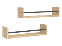 Prateleira| Prateleiras de parede c/ barras 2pcs 60x16x14cm carvalho sonoma PT245436 Castanho