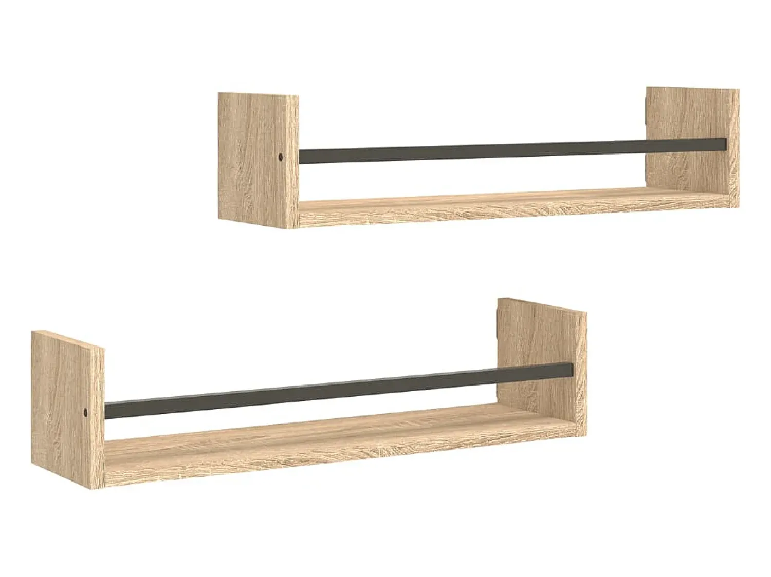 Prateleira| Prateleiras de parede c/ barras 2pcs 60x16x14cm carvalho sonoma PT245436 Castanho