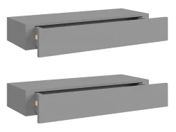 Prateleira| Prateleiras de parede c/ gavetas 2pcs MDF 60x23,5x10cm PT925172 Cinzento