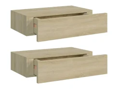 Prateleira* Prateleiras de parede c/ gavetas 2pcs MDF 40x23,5x10cm carvalho PT571016 Castanho