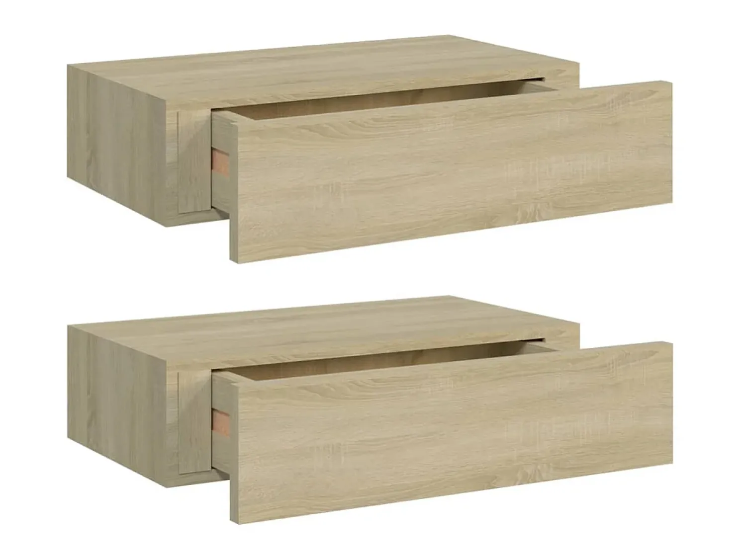 Prateleira* Prateleiras de parede c/ gavetas 2pcs MDF 40x23,5x10cm carvalho PT571016 Castanho