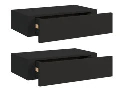Prateleira| Prateleiras de parede com gavetas 2 pcs MDF 40x23,5x10 cm PT349680 Preto