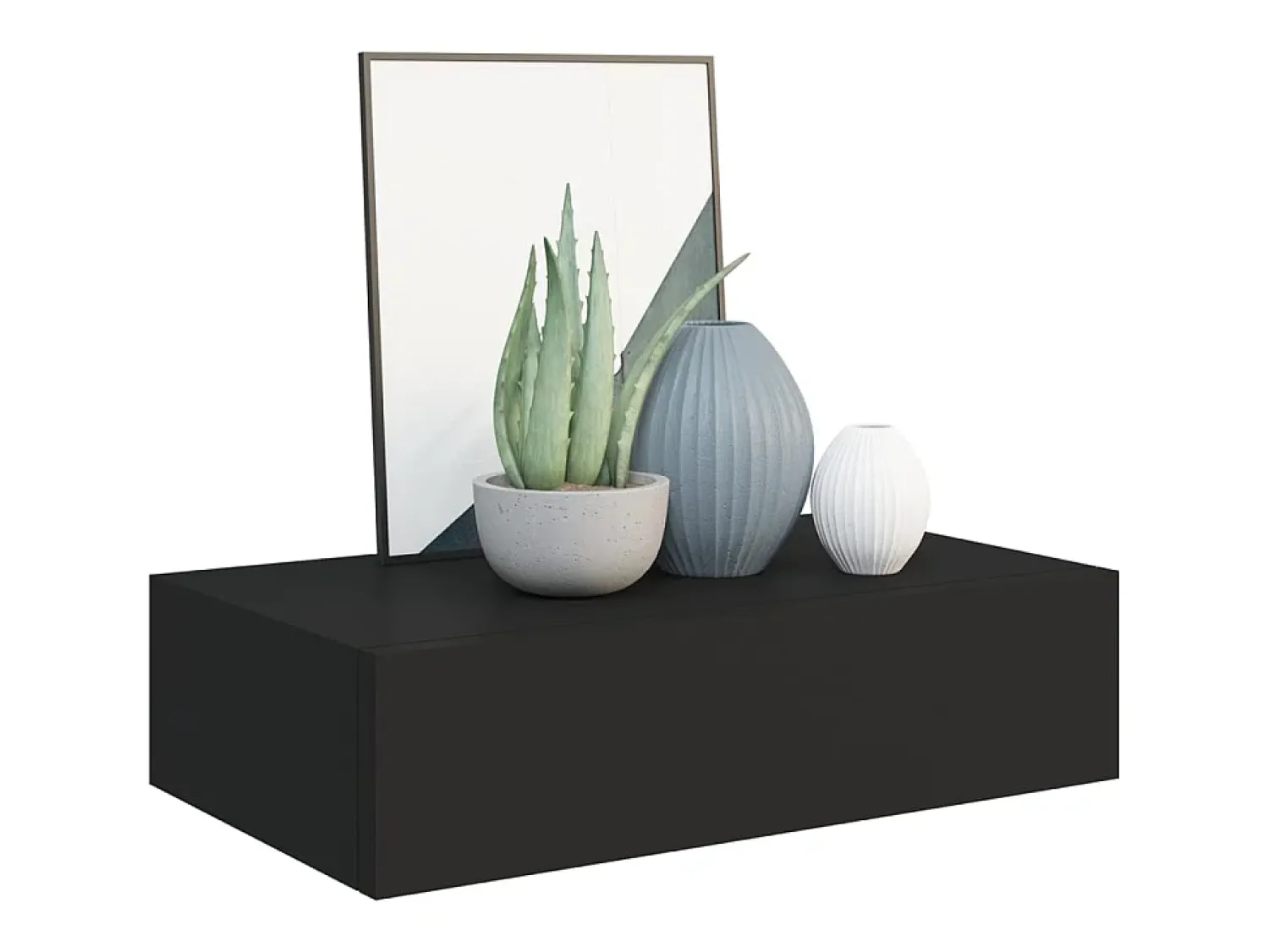 Prateleira| Prateleiras de parede com gavetas 2 pcs MDF 40x23,5x10 cm PT349680 Preto