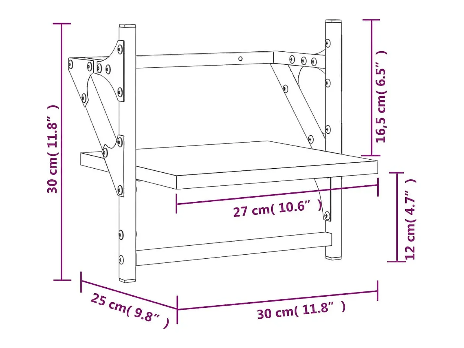 Prateleira|vidaxl Prateleiras de parede com barras 2 pcs 30x25x30 cm Preto