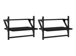 Best Prateleiras de parede com barras 2 pcs 40x25x30 cm PT201044 Preto