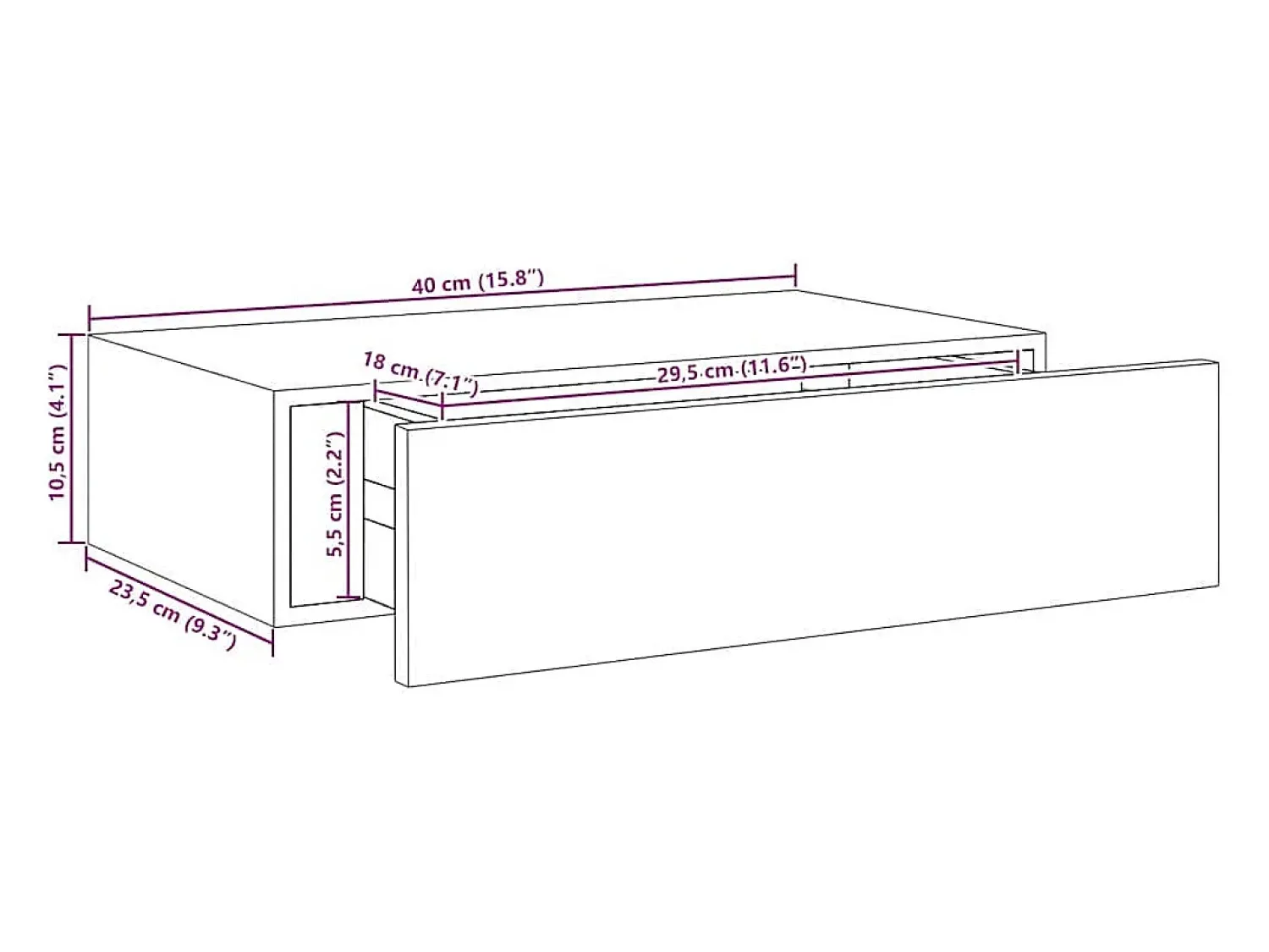 vidaxl Prateleiras de parede com gavetas 2pcs MDF 40x23,5x10 cm^ Prateleira