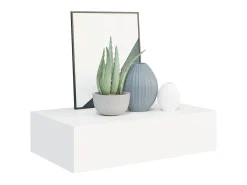 Prateleira| Prateleiras de parede com gavetas 2pcs MDF 40x23,5x10 cm PT360663 Branco