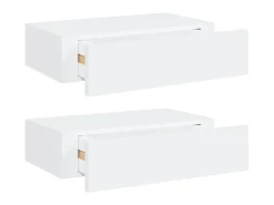 Prateleira| Prateleiras de parede com gavetas 2pcs MDF 40x23,5x10 cm PT360663 Branco