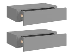 Sale Prateleiras de parede com gavetas 2 pcs MDF 40x23,5x10 cm cinza PT574824 Cinzento