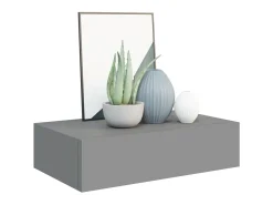Sale Prateleiras de parede com gavetas 2 pcs MDF 40x23,5x10 cm cinza PT574824 Cinzento