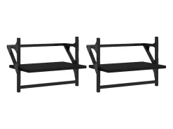 Prateleira|vidaxl Prateleiras de parede com barras 2 pcs 40x25x30 cm Preto