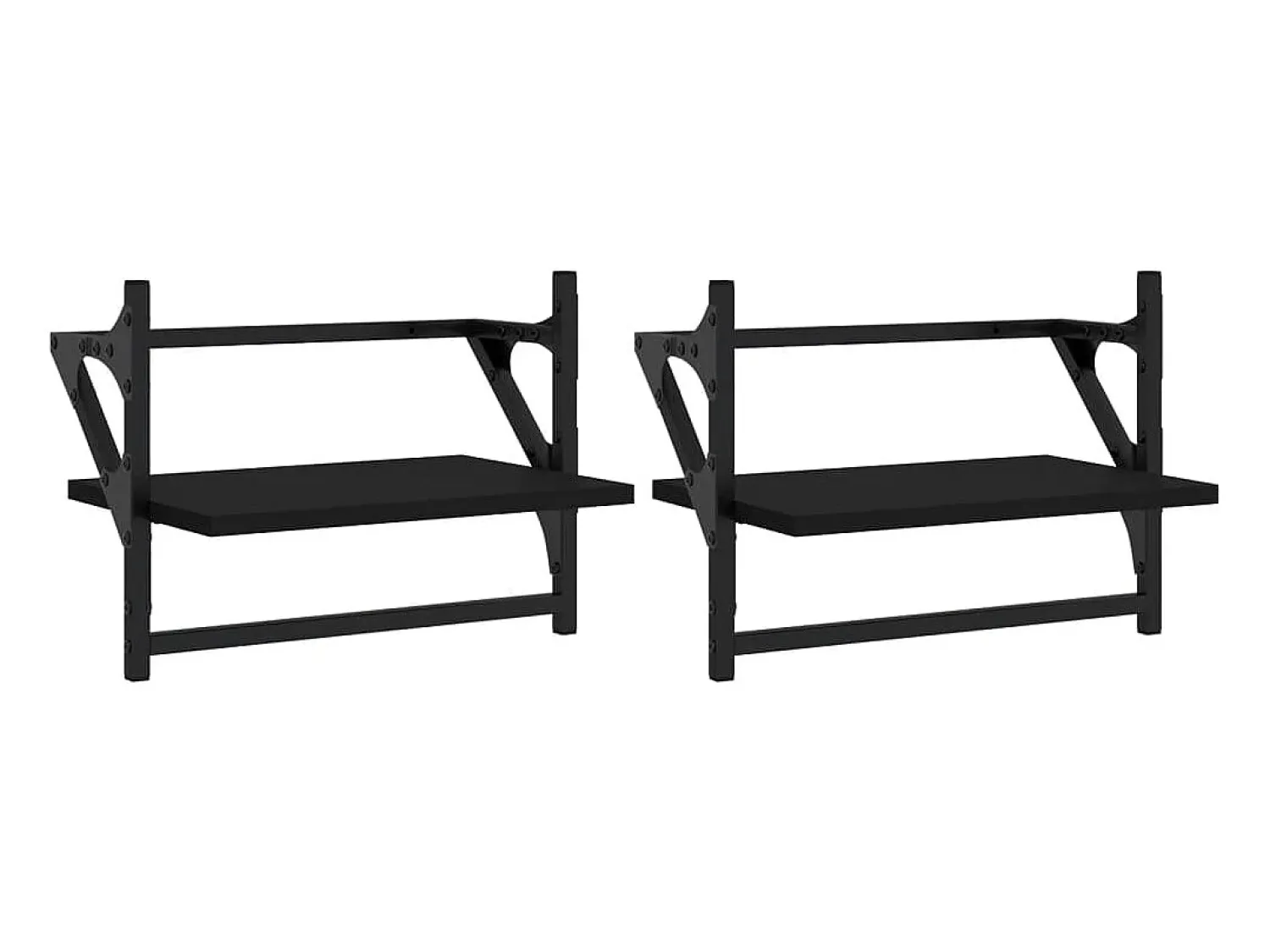 Prateleira|vidaxl Prateleiras de parede com barras 2 pcs 40x25x30 cm Preto