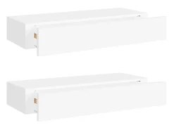 Prateleira| Prateleiras de parede com gavetas 2pcs MDF 60x23,5x10 cm PT594279 Branco