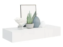 Prateleira| Prateleiras de parede com gavetas 2pcs MDF 60x23,5x10 cm PT594279 Branco