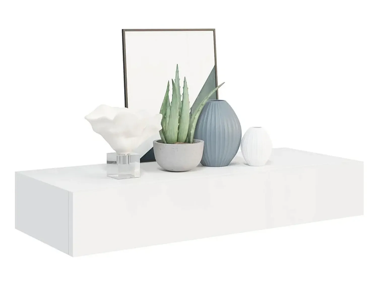 Prateleira| Prateleiras de parede com gavetas 2pcs MDF 60x23,5x10 cm PT594279 Branco