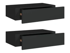 Online vidaxl Prateleiras de parede com gavetas 2 pcs MDF 40x23,5x10 cm Preto